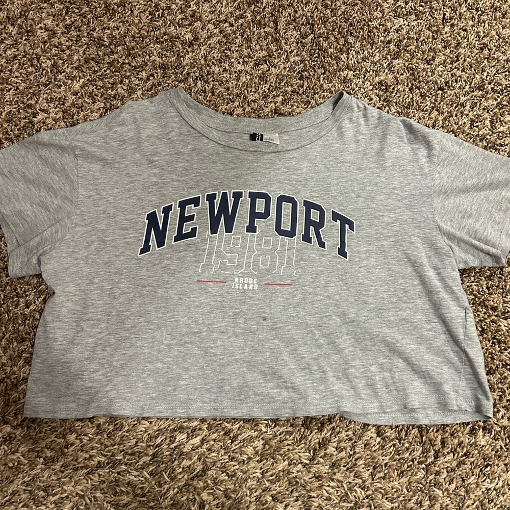 NEWPORT 1981 Grey Cropped Graphic Tee